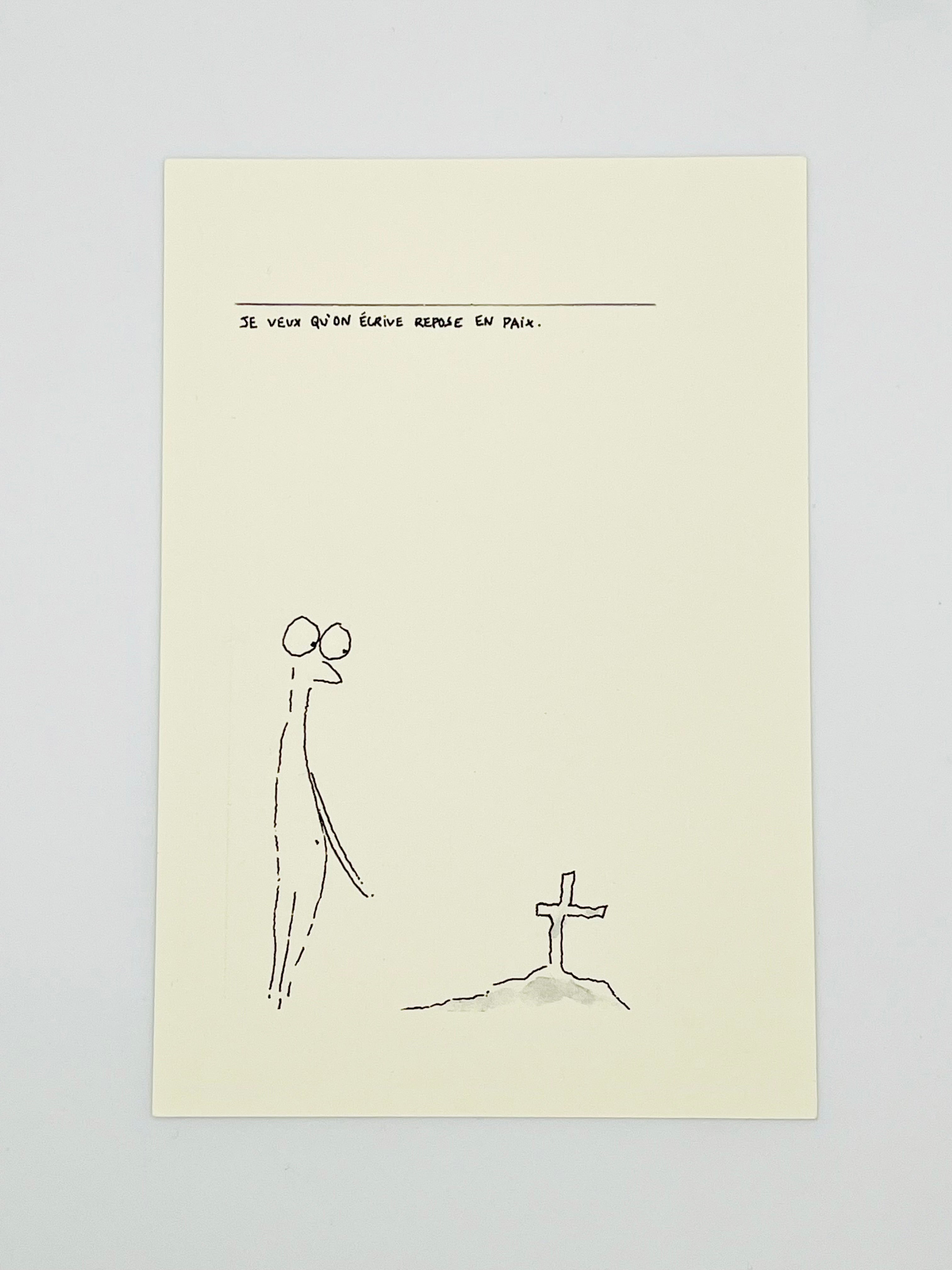 Je veux qu’on écrive repose en paix